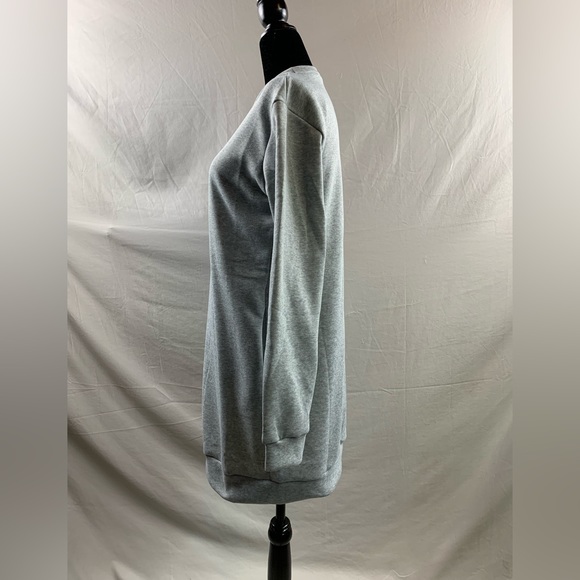 Grey Sweatshirt Dress With Pockets - Picture 8 of 9